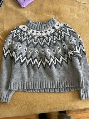 moon & madison Grey Fair Isle Crewneck Sweater